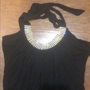Dressy shirt with rynstones around the neck